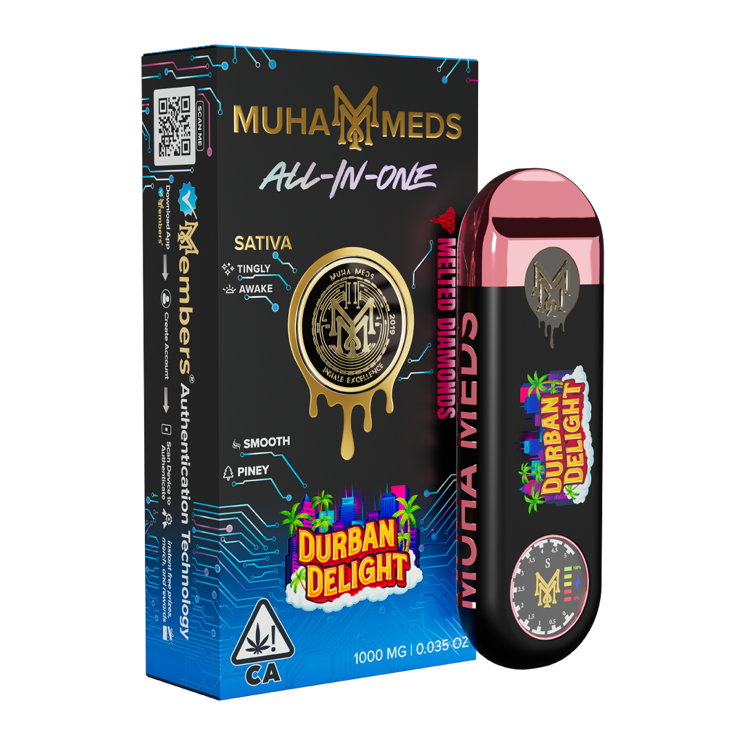Muha Meds Durban Delight All-In-One product packaging