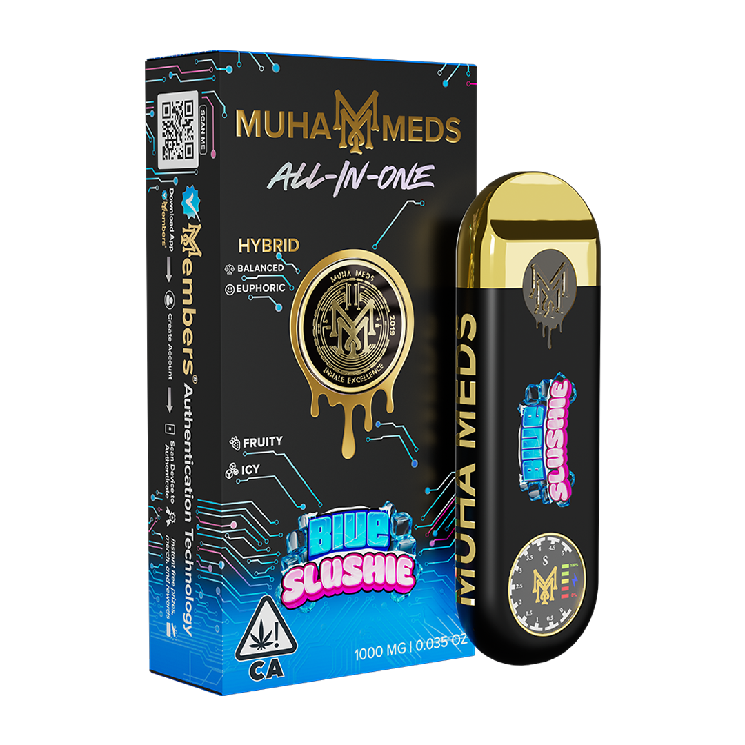 Muha Meds Blue Slushie All-In-One Hybrid product packaging